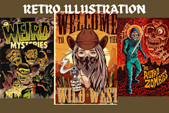 do 70s, 80s, 90s, retro comic, vintage comic retro poster vintage illustration