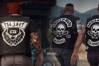 make custom fivem clothing, mc kuttes with patches, biker vests, fivem eup, flag