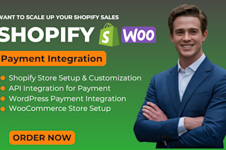 integrate payment gateways like paypal stripe and set up woocommerce or shopify