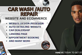 car wash website car auto detailing website car dealership auto repair booking