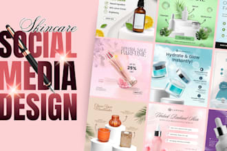 create a professional instagram feed design for skincare and beauty brand