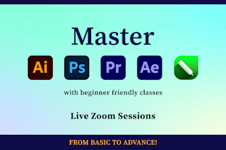 teach adobe illustrator, photoshop, premiere pro, after effect, coreldraw
