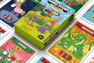 design educational kids playing card game animal memory flash card box mockup