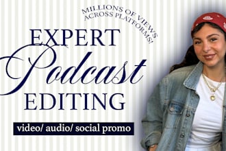 professionally edit your podcast with promo clips in 36 hrs