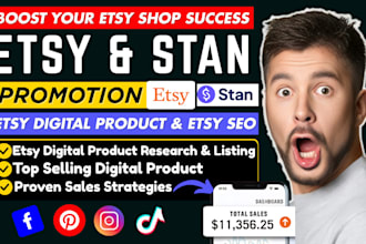 promote your etsy shop, etsy digital product, etsy seo stan store promotion