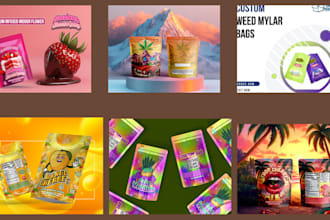 design mylar bag, cbd label design, weed pouch, cannabis, food packaging