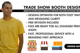 design eye catching booth signage to showcase your offer and engage visitors
