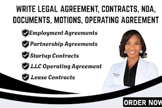 write legal agreement, contracts, nda, documents, motions, operating agreement