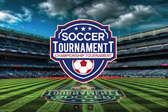 design striking soccer, baseball, football and other sports logo in shield style