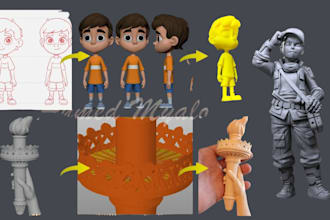 do 2d to 3d model for toys, products, anime, 3d figure, 3d action figure, weapon