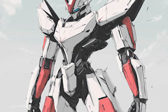 do illustration and concept mecha, gundam, and robot