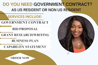 help you register, bid for US government contract,do rfg, rfq,business plan