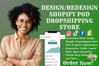 build shopify store design ecommerce dropshipping store pod shopify website