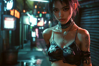 design a amazing illustration of night city, cyberpunk, fantasy art