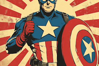create illustrations of comic book characters in retro style