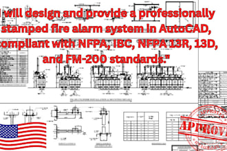 provide stamped  13r 13d and fm 200 fire alarm designs in auto cad