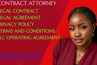 be your lawyer for legal agreements, contract, terms and conditions, mou or nda