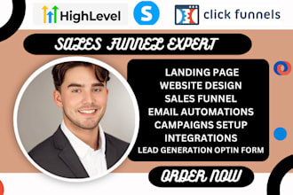 build landing page, sales funnel in systeme io clickfunnels gohighlevel kajabi