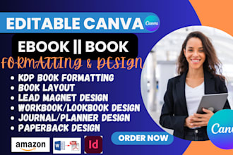 design, editable canva ebook, journal layout lead magnet book format amazon KDP