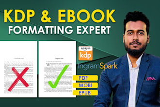 do book formatting, ebook formatting for amazon KDP, ingramspark and lulu