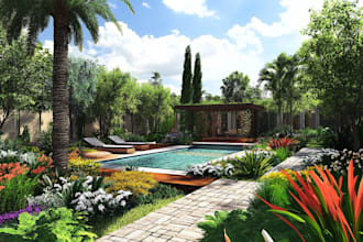 do landscape design, architectural site plan, map, pool design illustration