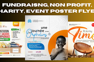 design fundraising, non profit, charity flyer, event poster, migrate canva