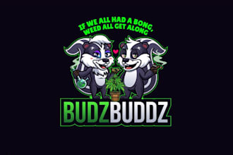 do cartoon mascot weed high cannabis skunk bong logo design