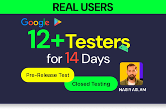 perform closed testing with real 12 testers for 14 days