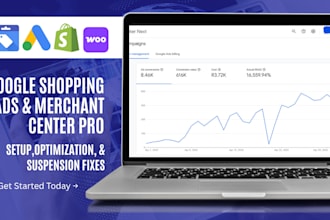 set up google shopping ads, merchant centre, pmax search, gmc