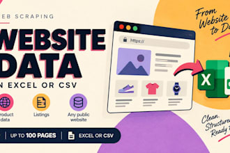 scrape website data and deliver it in excel or CSV