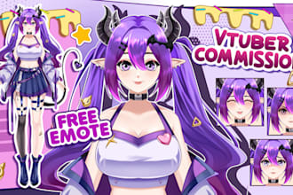 create webtoon fanart game assets chibi icons, live2d rigging and nsfw anime art