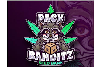 do illustration weed cannabis mascot seed raccoon cartoon logo design