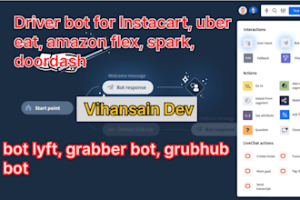 create doordash bot, instacart bot, uber bot, bot lyft, grabber bot, grubhub bot