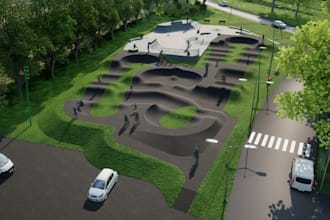 deliver 3d landscape golf center, outdoor space, rv park, garden, city map cad