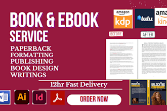 upload, format books, ebook and manuscripts for amazon KDP, lulu, ingramspark
