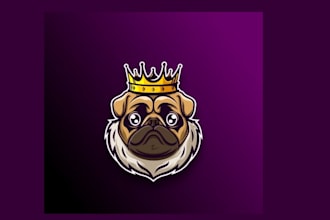 do animal dog pet cartoon fun fantasy king pug logo design