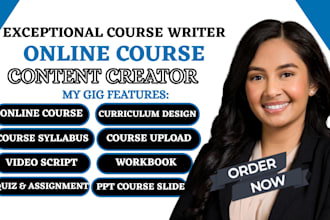 write online course, syllabus, curriculum, HR content, ppt for business coaching
