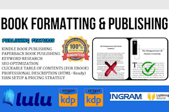 amazon kdp book publishing, lulu, ingram spark, kdp formatting for kindle