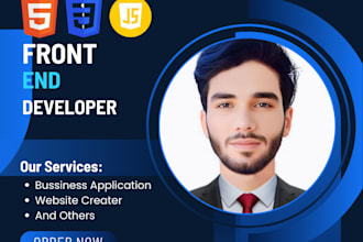 develop a modern front end website using HTML5,css3,js react js