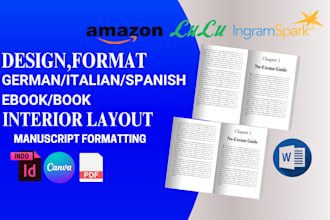 format, design german, spanish italian ebook,  manuscript book interior layout