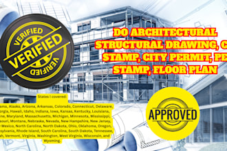 do architectural structural drawing, ca stamp, city permit, pe stamp, floor plan