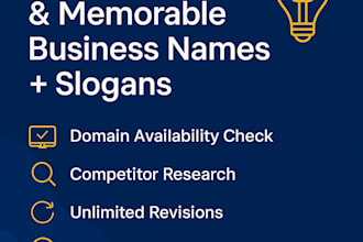 create 50 perfect business names, brand names or company names and slogan