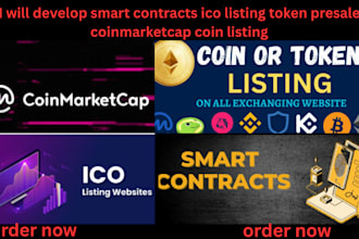 develop smart contracts ico listing token presale coinmarketcap coin listing