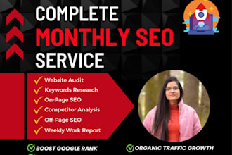 complete monthly SEO service with on page and off page