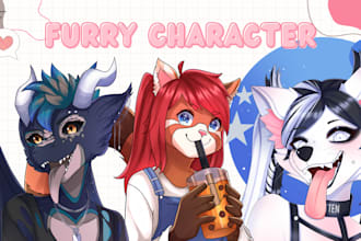 draw your custom oc furry art reference sheet fursona furry art in anime style