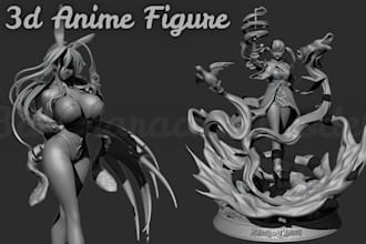 sculpt 3d character model 3d anime figure, figurine toy model in blender zbrush