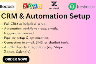 set up and automate your workflow in freshdesk, flodesk, zendesk, zoho crm
