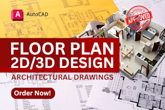create 2d and 3d floor plans, autocad drafting, architectural, building permits