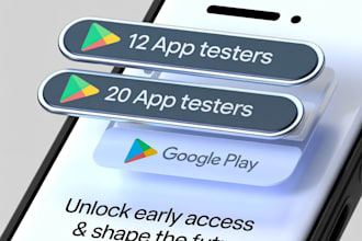 provide 12 app testers or 20 testers for google play closed testing app review