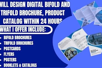 design digital bifold and trifold brochure, product catalog within 24 hours